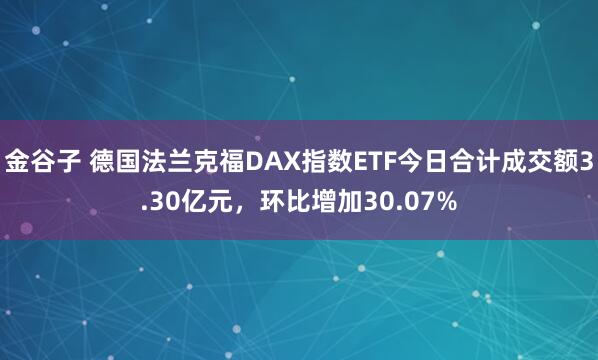 金谷子 德国法兰克福DAX指数ETF今日合计成交额3.30亿元，环比增加30.07%