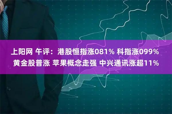 上阳网 午评：港股恒指涨081% 科指涨099% 黄金股普涨 苹果概念走强 中兴通讯涨超11%
